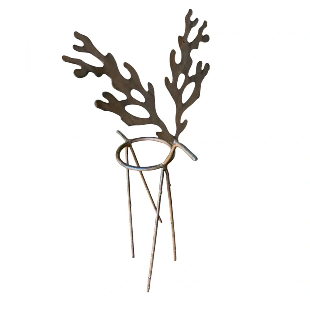 Christmas Reindeer Tea Light Candle Holders 2 Piece Metal 16